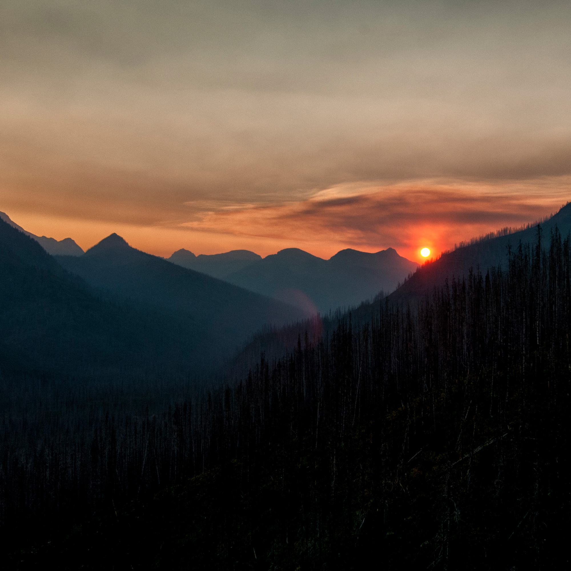 Sunset over Going-to-the-Sun road, Glacier National Park